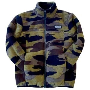 Boys Sherpa Lined Camouflage Full Zip Fleece Jacket Outerwear XS 5/6 Warm Thick